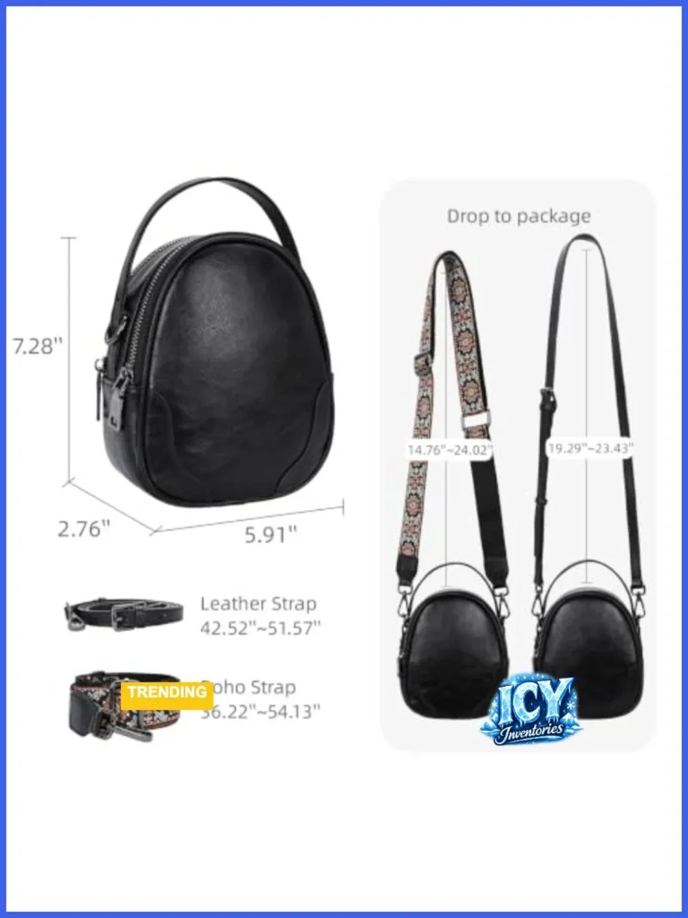 Crossbody Bag for Women Leather Shoulder Purse with Adjustable Straps, Small